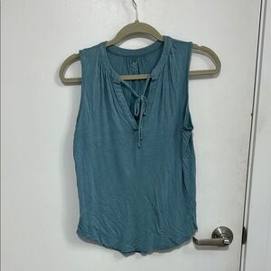 LOFT Blue Tie Front Tank Top